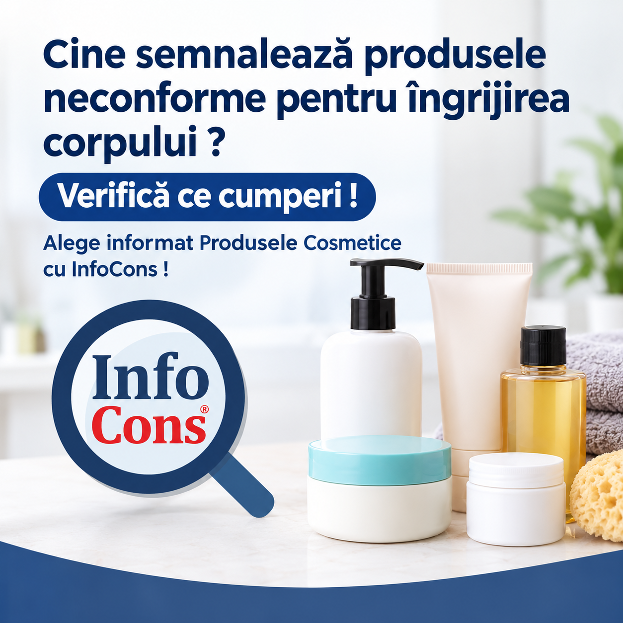 Cine semnalează produsele neconforme pentru îngrijirea corpului Verifică ce cumperi ! Alege informat Produsele Cosmetice cu InfoCons !