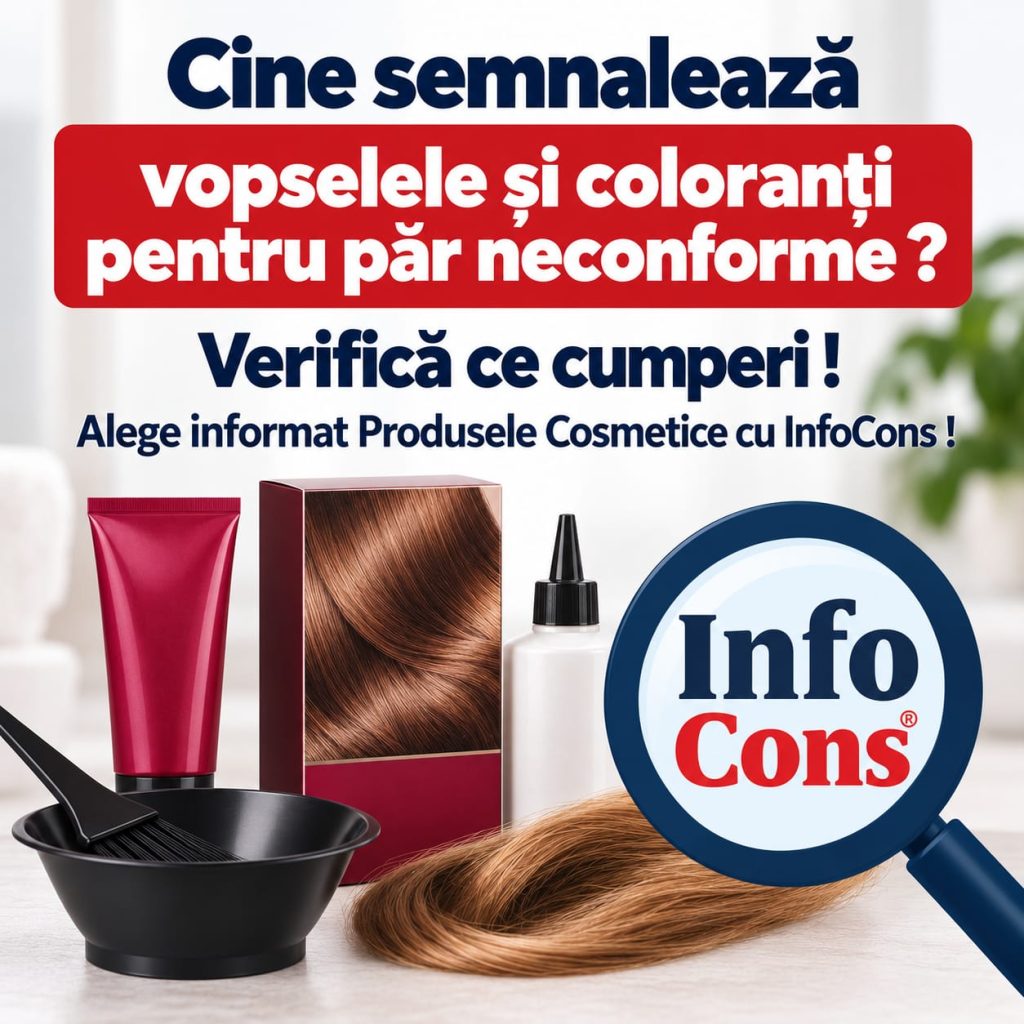 Cine semnalează vopselele și coloranți pentru păr neconforme ? Verifică ce cumperi ! Alege informat Produsele Cosmetice cu InfoCons !