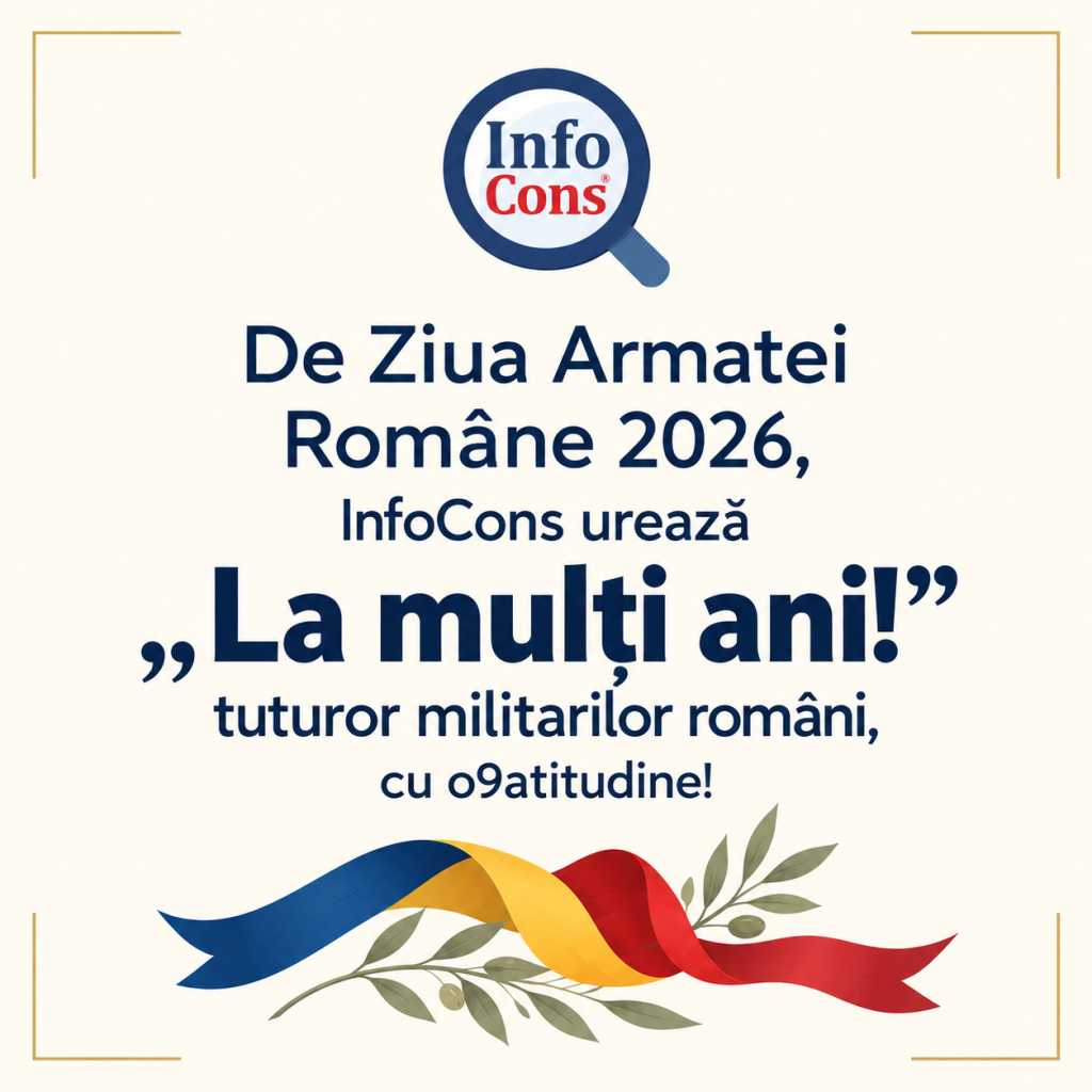 De Ziua Armatei Rom&acirc;ne 2026 , InfoCons urează &bdquo; La mulți ani ! &rdquo; tuturor militarilor rom&acirc;ni , cu o9atitudine !