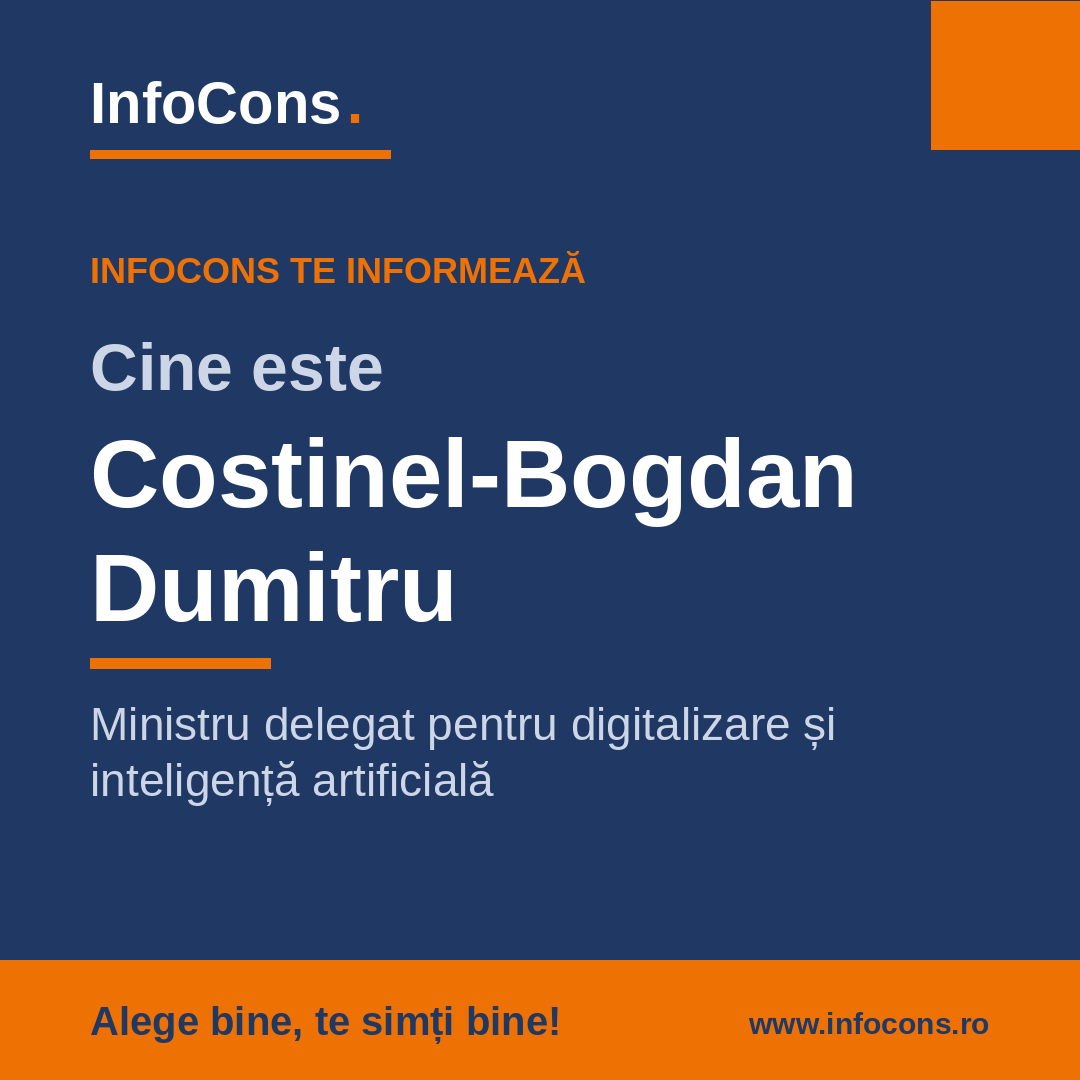 Guvernul României - Costinel-Bogdan Dumitru, Ministru delegat pentru digitalizare și inteligență artificială – InfoCons te informează