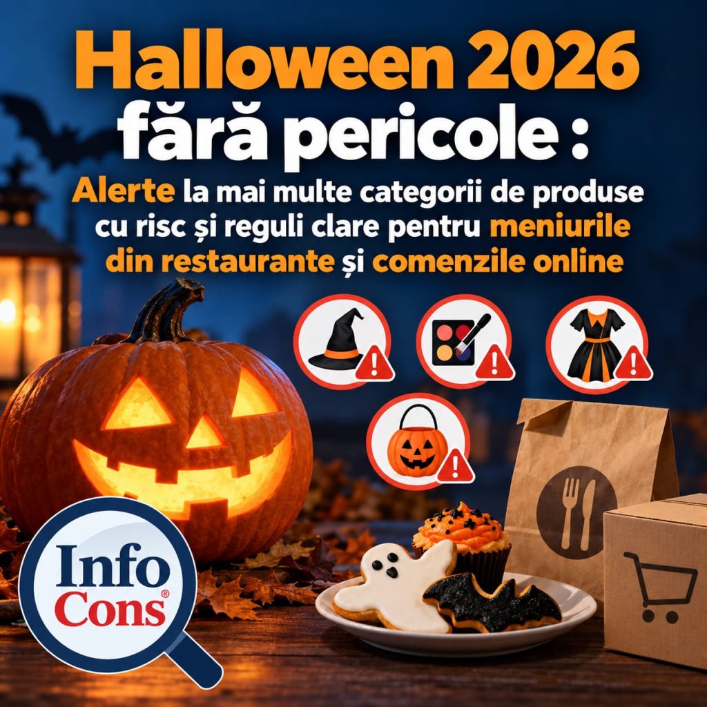 Halloween 2026 fără pericole : Alerte la mai multe categorii de produse cu risc și reguli clare pentru meniurile din restaurante și comenzile online