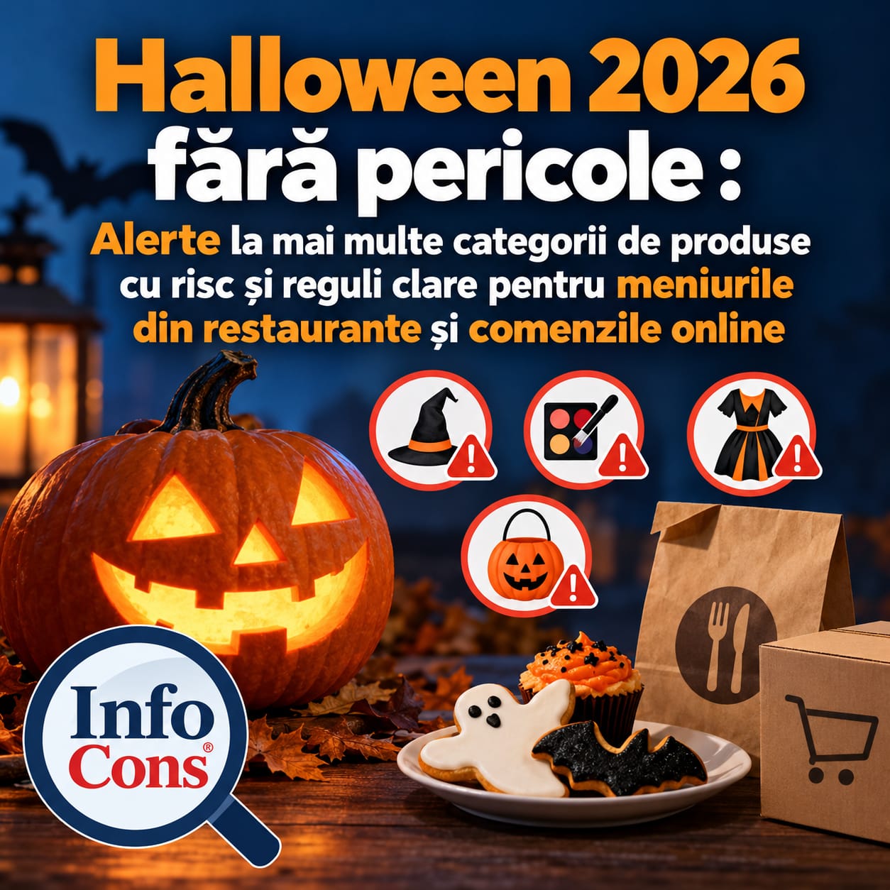 Halloween 2026 fără pericole : Alerte la mai multe categorii de produse cu risc și reguli clare pentru meniurile din restaurante și comenzile online
