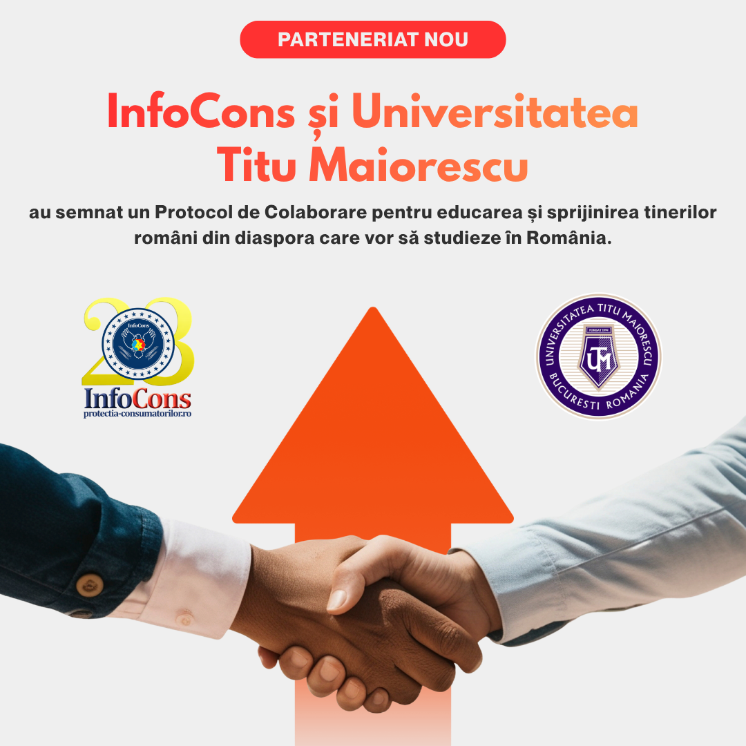 InfoCons Protecția Consumatorilor și Universitatea Titu Maiorescu au semnat un Protocol de Colaborare pentru educarea și sprijinirea tinerilor români