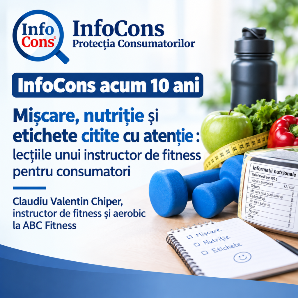 InfoCons acum 10 ani - Mișcare, nutriție și etichete citite cu atenție lecțiile unui instructor de fitness pentru consumatori - Claudiu Valentin Chiper, instructor de fitness și aerobic