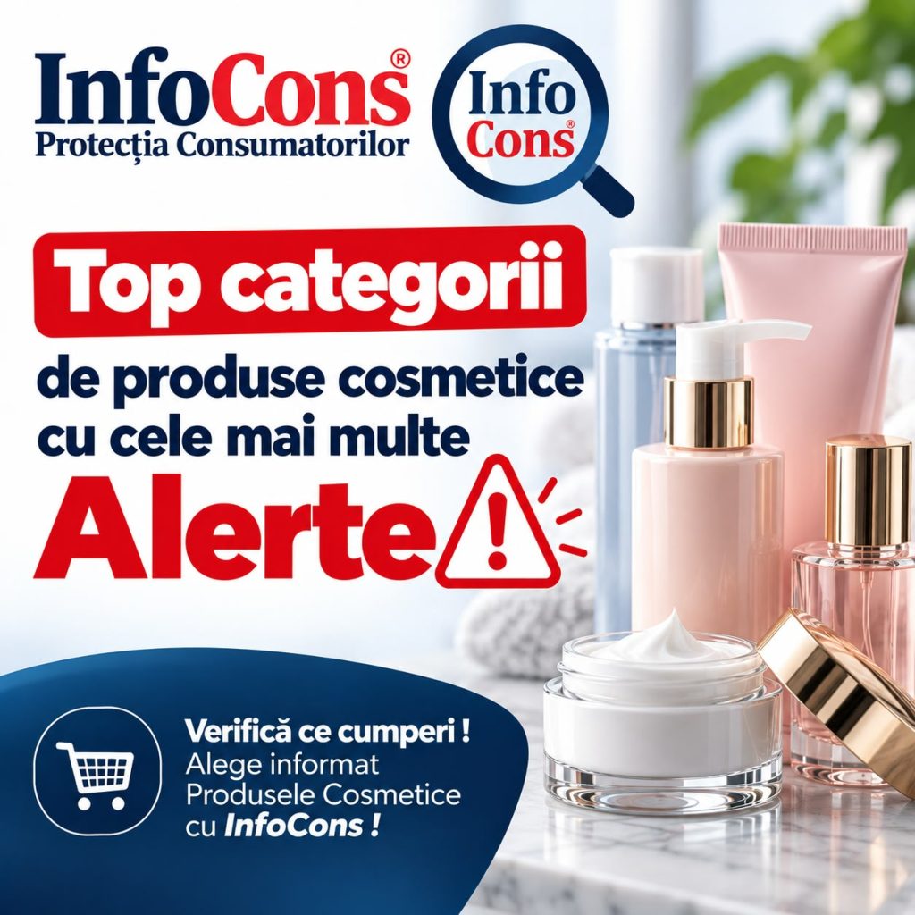 Top categorii de produse cosmetice cu cele mai multe Alerte - Verifică ce cumperi ! Alege informat Produsele Cosmetice cu InfoCons !