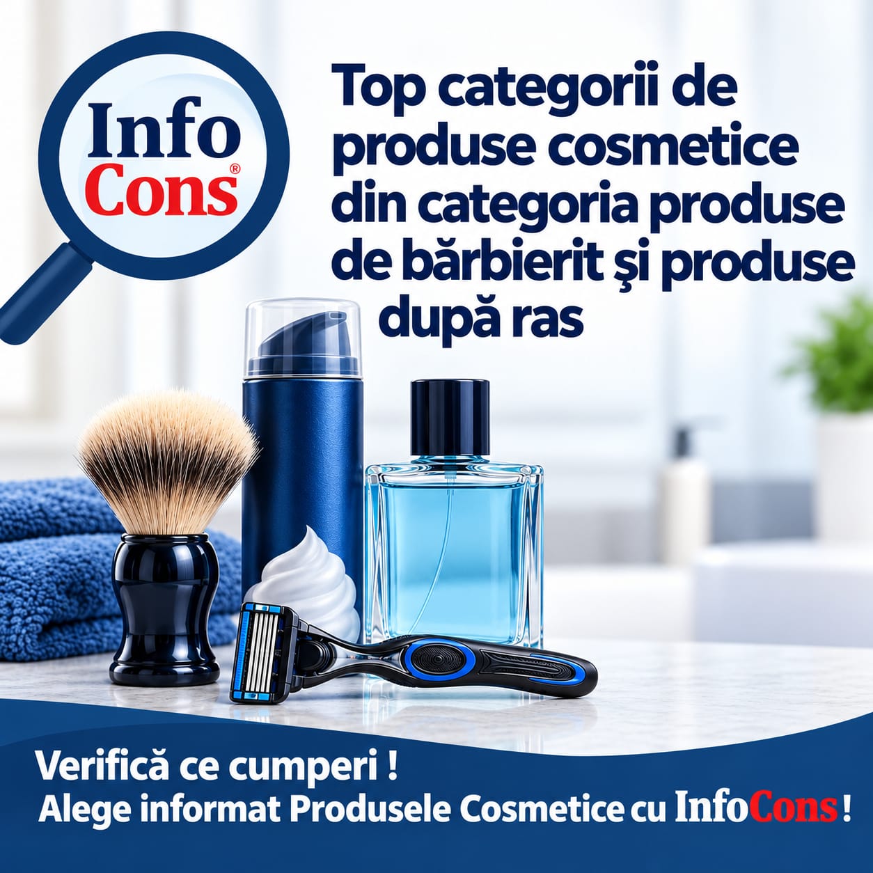 Top categorii de produse cosmetice din categoria produse de bărbierit și produse după ras – Verifică ce cumperi ! Alege informat Produsele Cosmetice cu InfoCons !