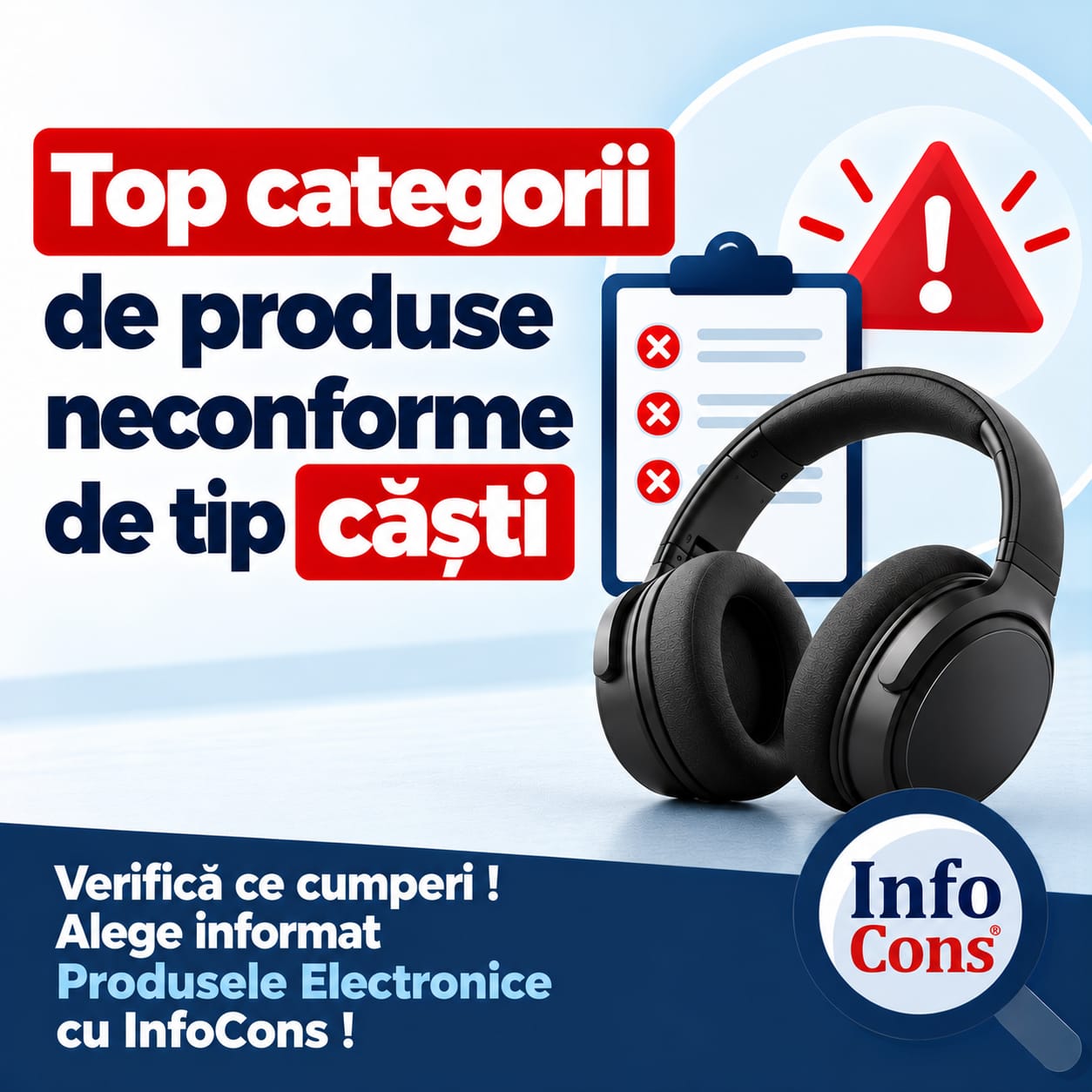 Top categorii de produse neconforme de tip căști – Verifică ce cumperi ! Alege informat Produsele Electronice cu InfoCons !