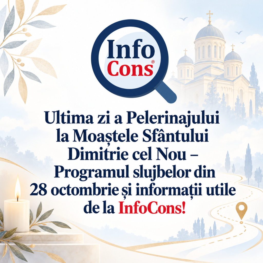 Ultima zi a Pelerinajului la Moaștele Sfântului Dimitrie cel Nou – Programul slujbelor din 28 octombrie și informații utile de la InfoCons !