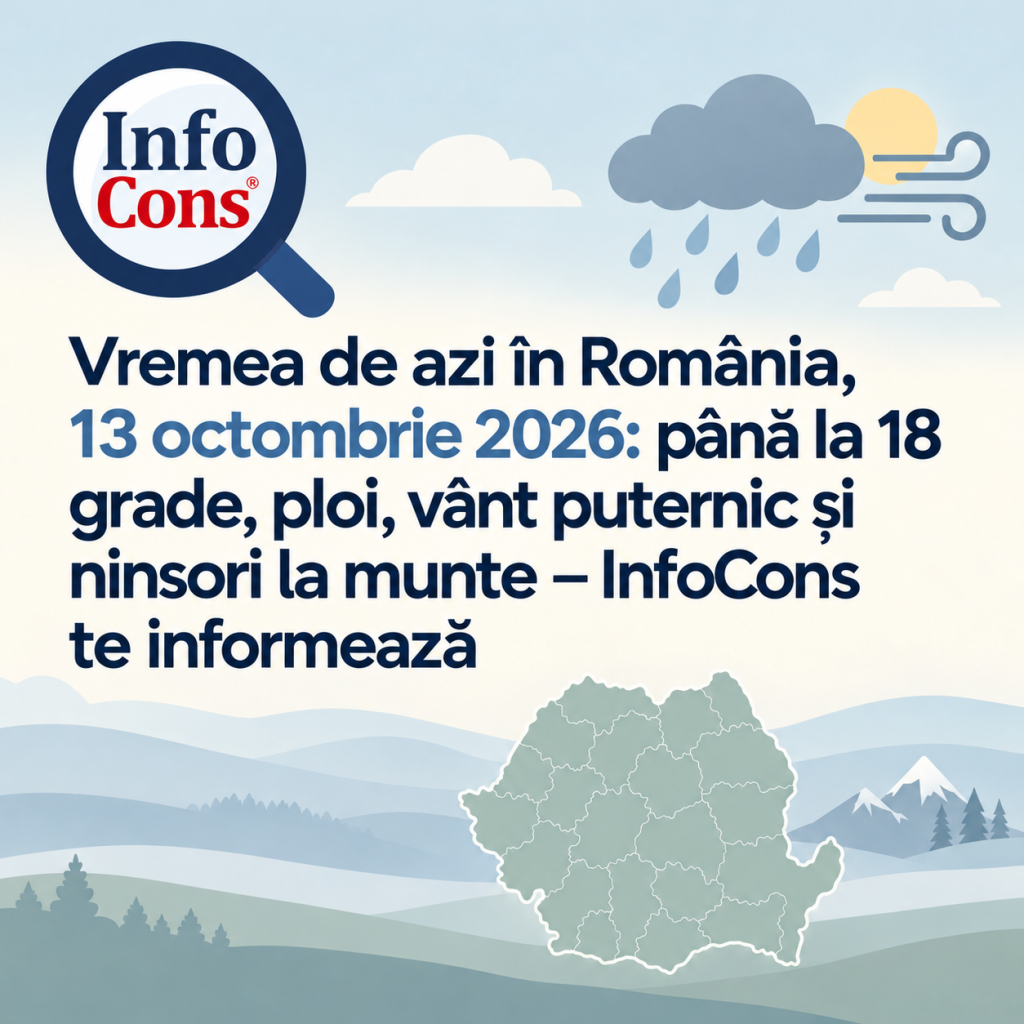 Vremea de azi în România , 13 octombrie 2026 până la 18 grade, ploi, vânt puternic și ninsori la munte – InfoCons te informează