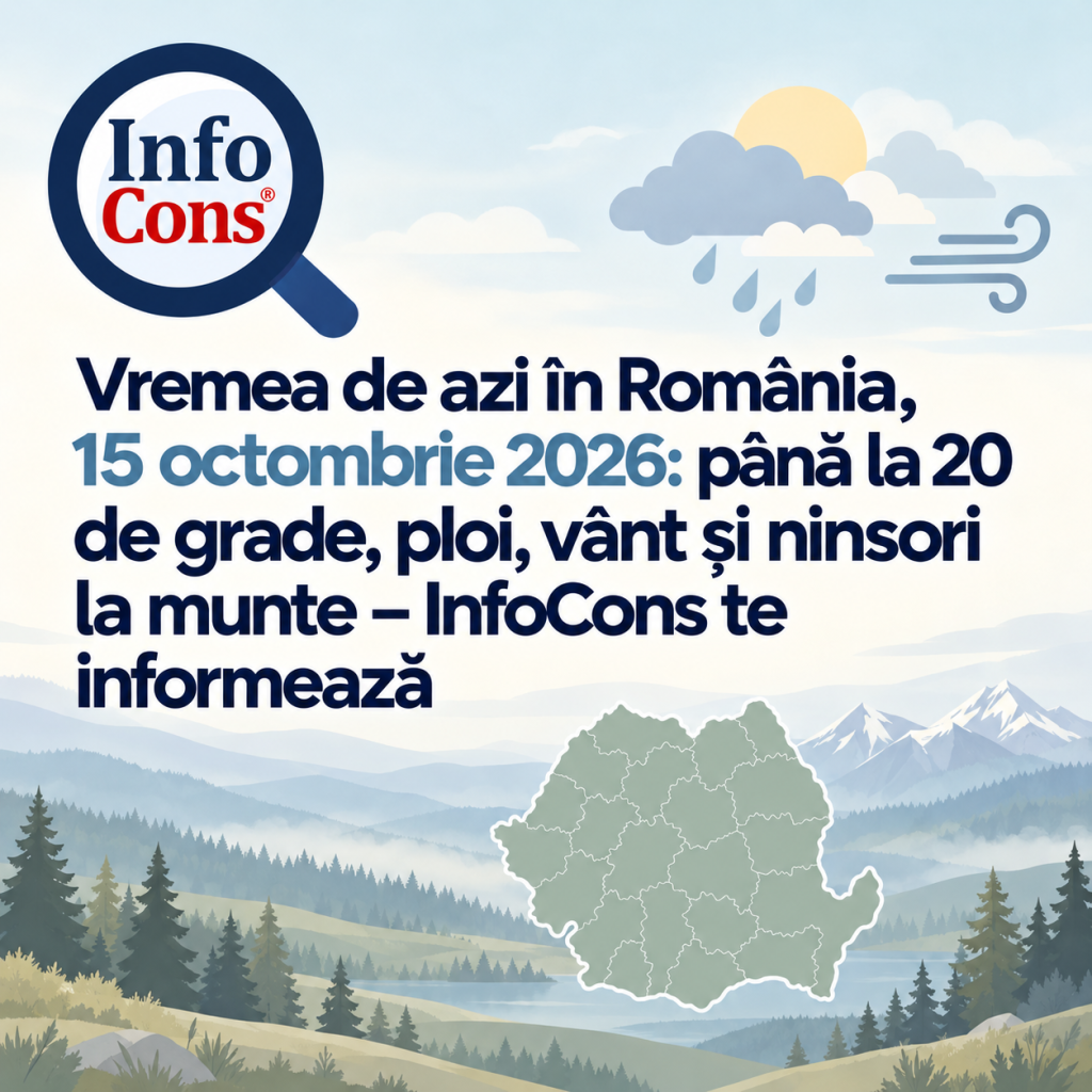 Vremea de azi în România , 15 octombrie 2026 până la 20 de grade, ploi, vânt și ninsori la munte – InfoCons te informează