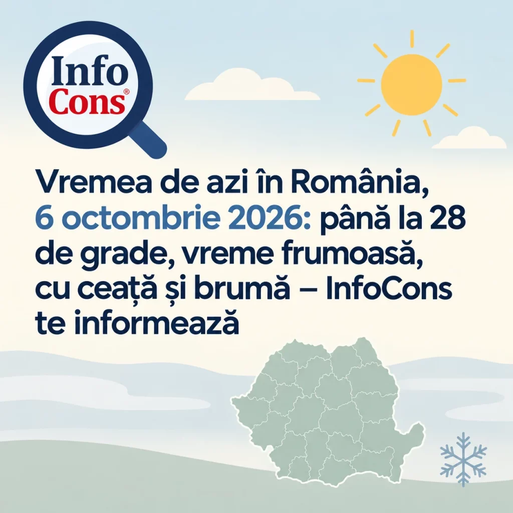 Vremea de azi &icirc;n Rom&acirc;nia , 6 octombrie 2026 temperaturi de p&acirc;nă la 28 de grade, dar nopți reci și brumă &ndash; InfoCons te informează