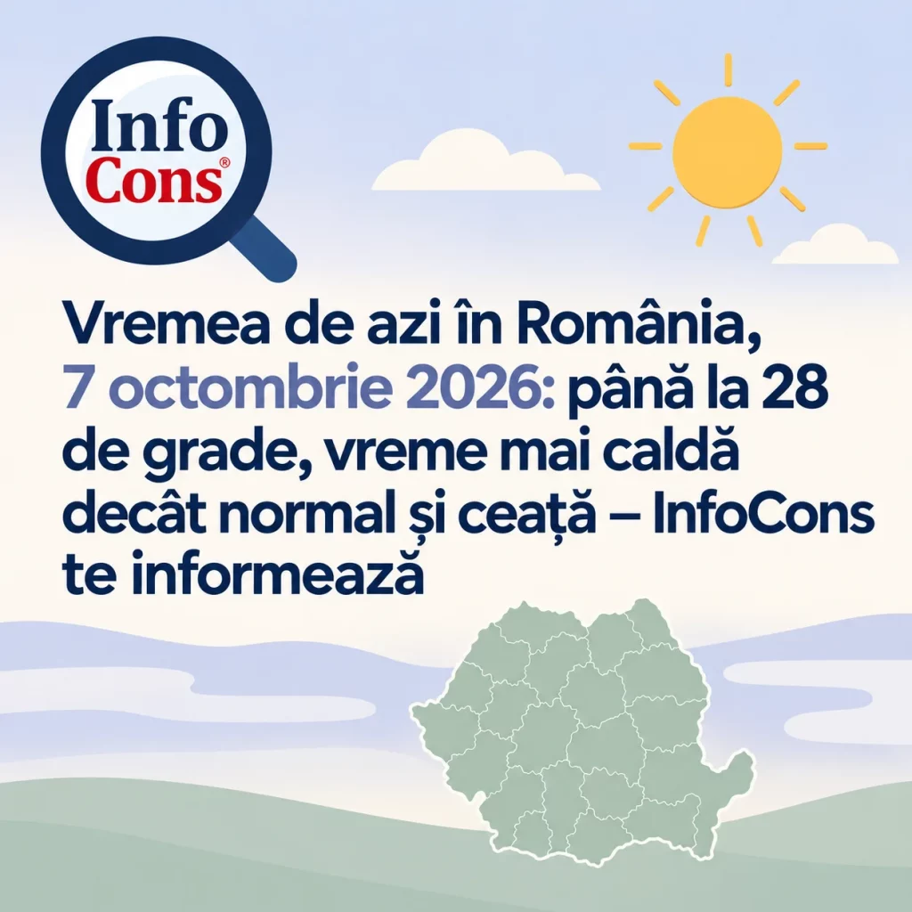 Vremea de azi în România , 7 octombrie 2026 : până la 28 de grade, vreme mai caldă decât normal și ceață – InfoCons te informează