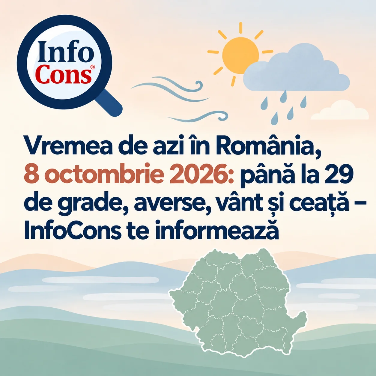 Vremea de azi în România , 8 octombrie 2026 : până la 29 de grade, averse, vânt și ceață – InfoCons te informează