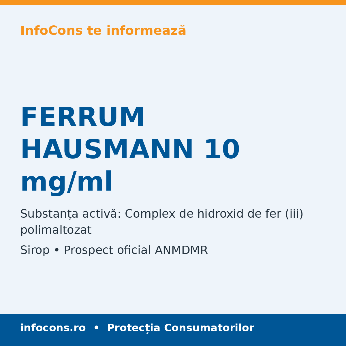 FERRUM HAUSMANN 10 mg/ml - Prospect Medical - InfoCons