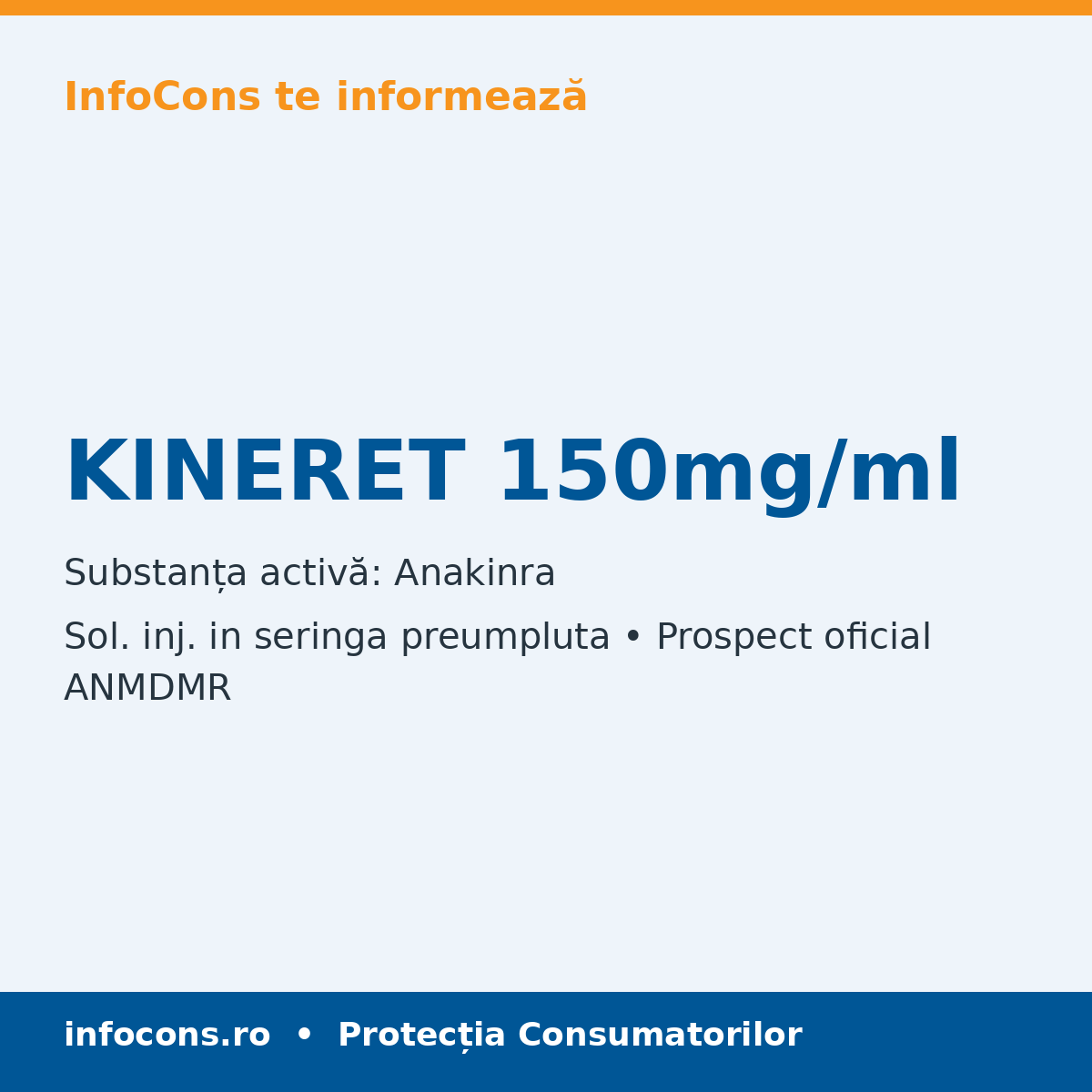 KINERET 150mg/ml - Prospect Medical - InfoCons