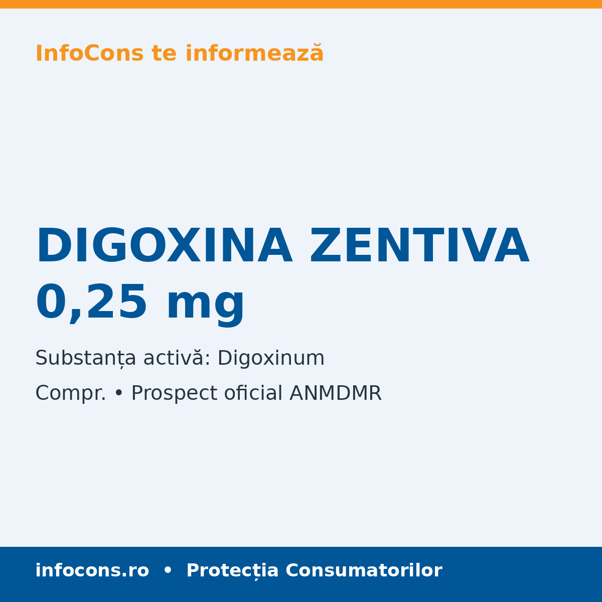 DIGOXINA ZENTIVA 0,25 mg - Prospect Medical - InfoCons