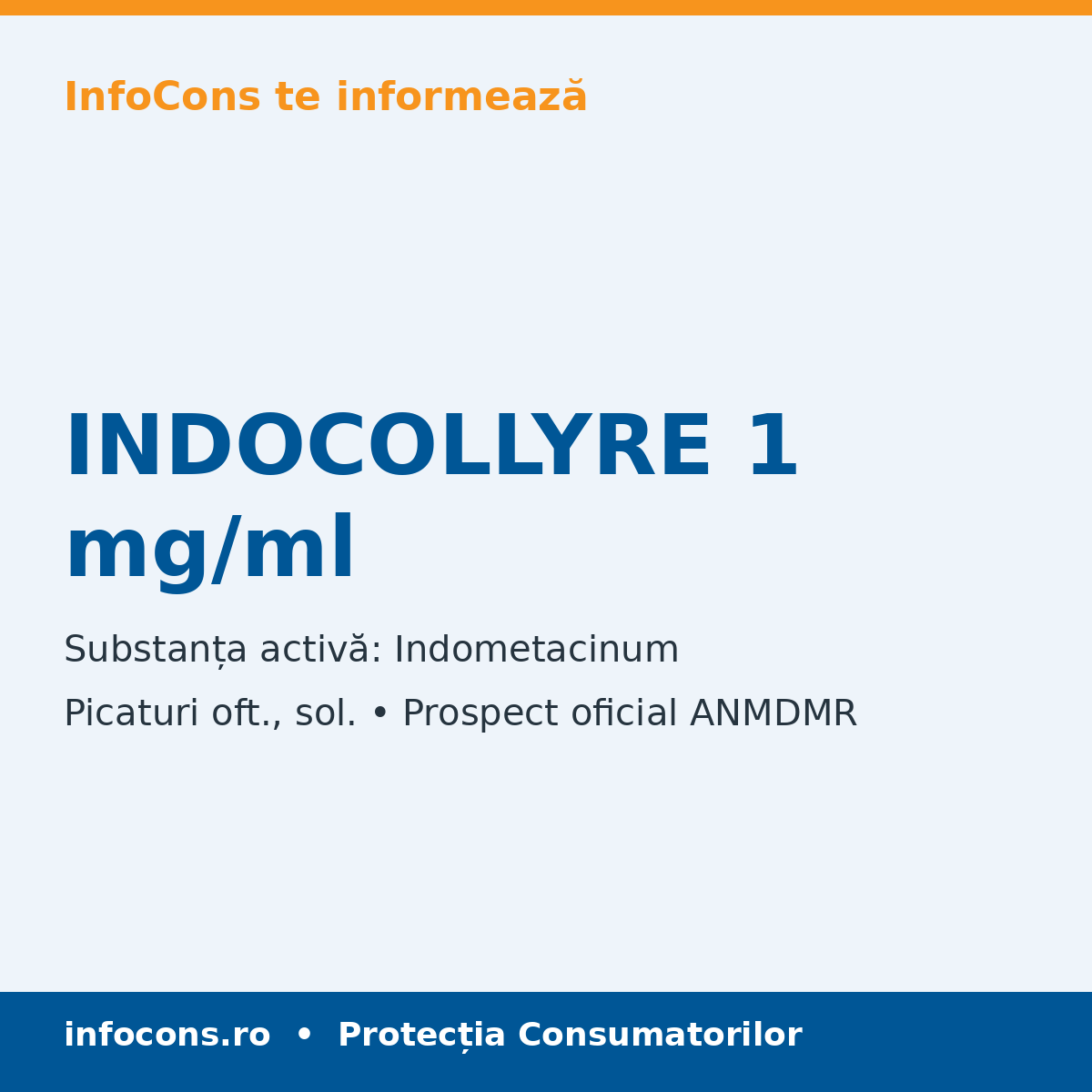 INDOCOLLYRE 1 mg/ml - Prospect Medical - InfoCons