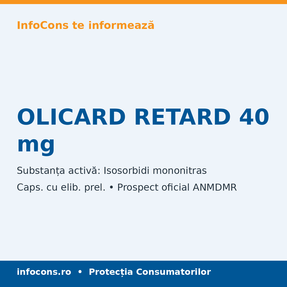 OLICARD RETARD 40 mg - Prospect Medical - InfoCons