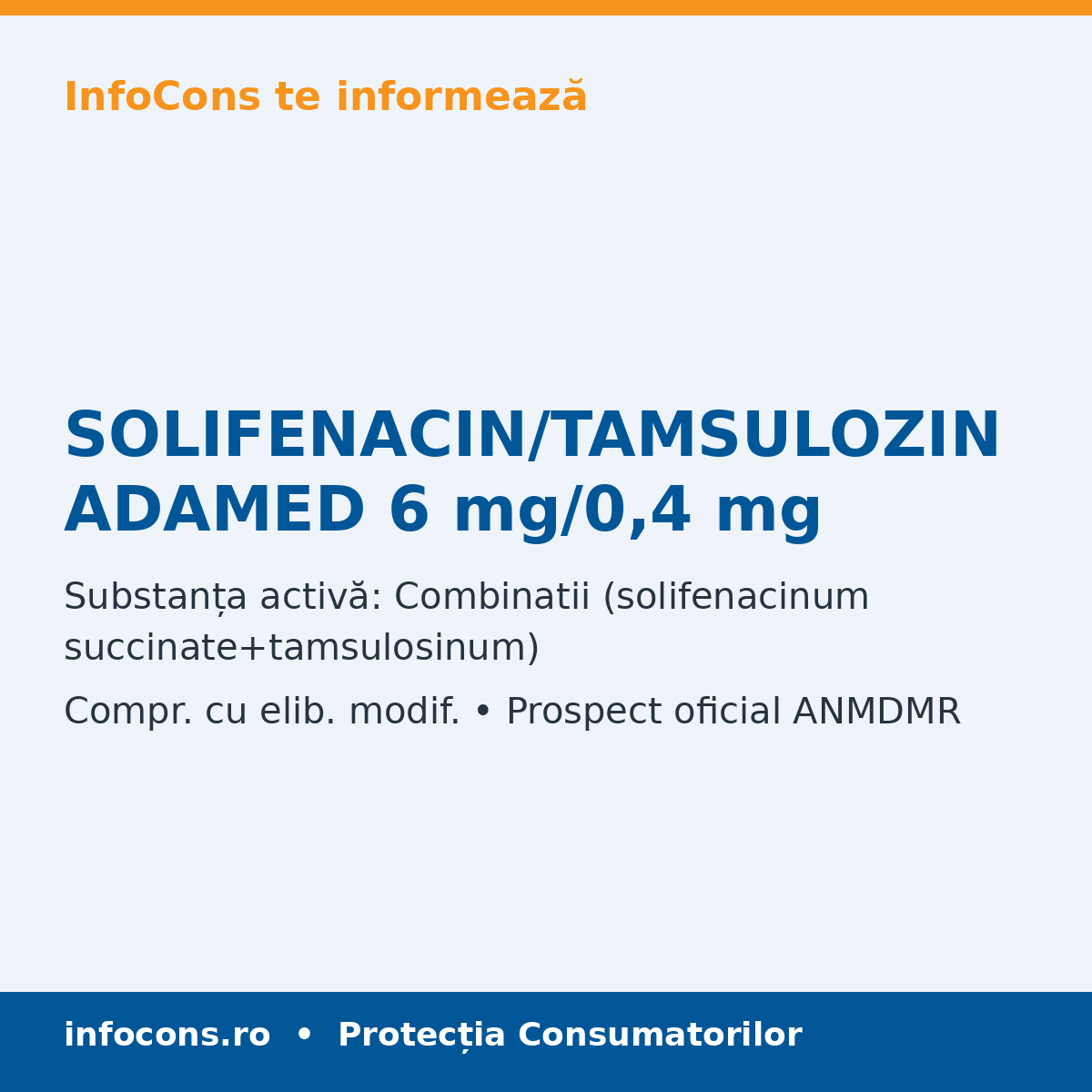 SOLIFENACIN/TAMSULOZIN ADAMED 6 mg/0,4 mg - Prospect Medical - InfoCons