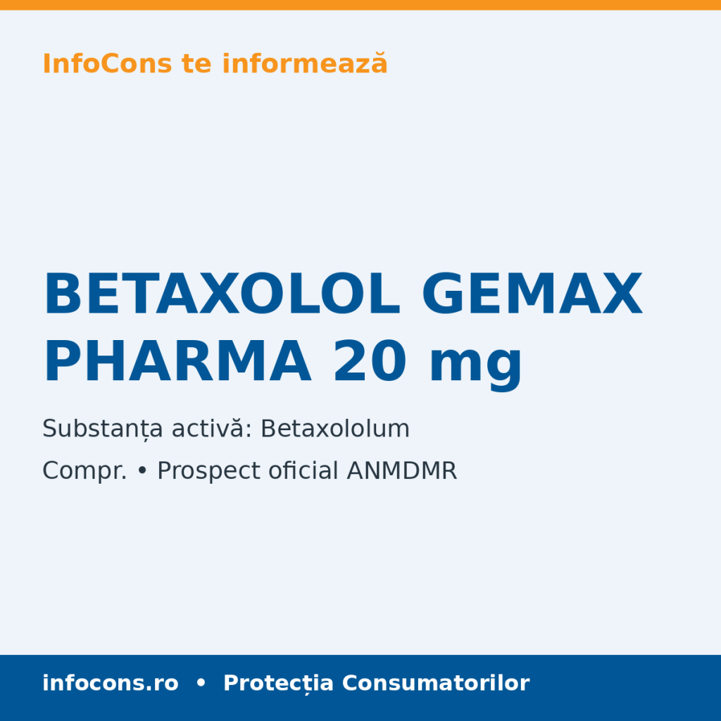BETAXOLOL GEMAX PHARMA 20 mg - Prospect Medical - InfoCons