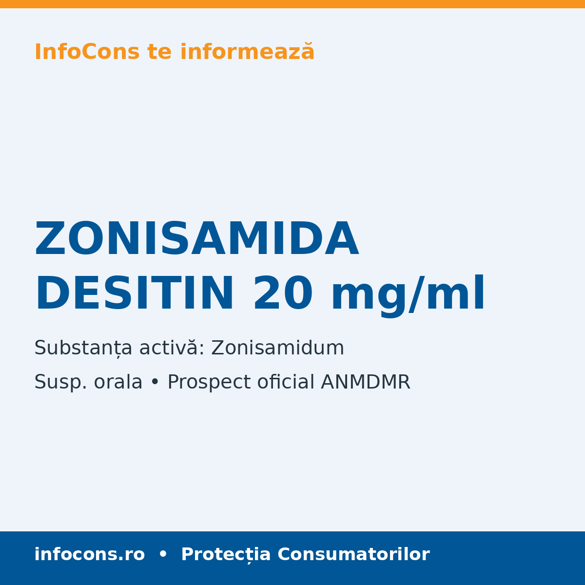ZONISAMIDA DESITIN 20 mg/ml - Prospect Medical - InfoCons