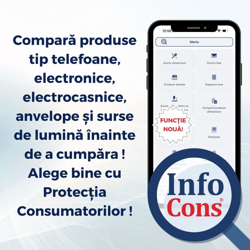 Compară produse tip telefoane, electronice, electrocasnice, anvelope și surse de lumină &icirc;nainte de a cumpăra ! Alege bine cu Protecția Consumatorilor !